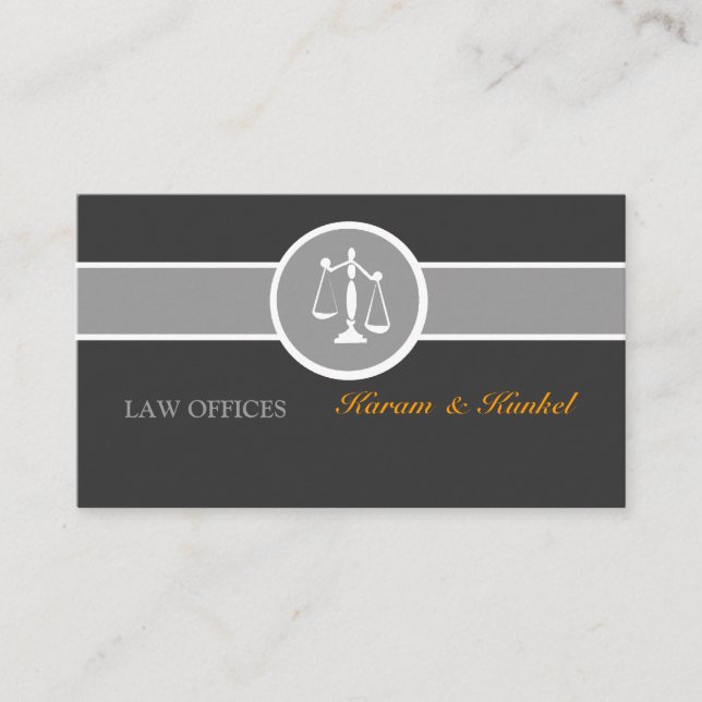 Lagliga rättvisafjäll Black|White|Gray för advokat Visitkort (Framsida)