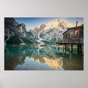 Lago di Braies i Dolomiterna i Italien Poster