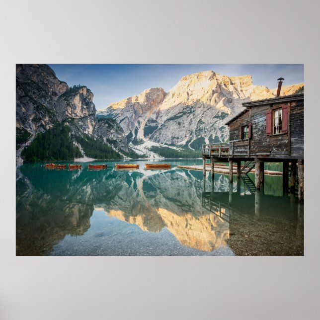 Lago di Braies i Dolomiterna i Italien Poster (Framsidan)