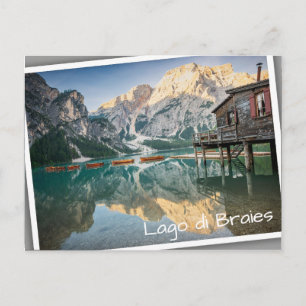 Lago di Braies i Dolomiterna i Italien Vykort