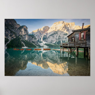 Lago di Braies i Dolomites i Italien Poster