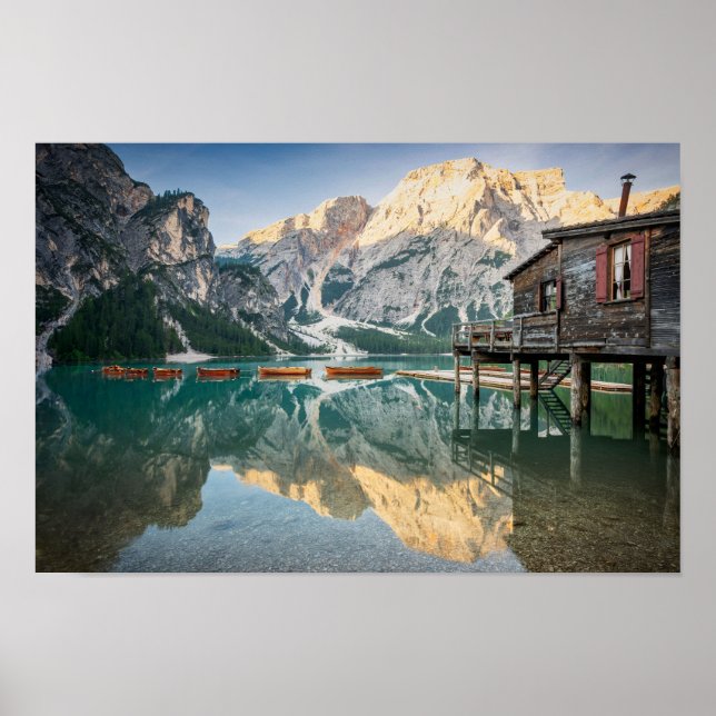 Lago di Braies i Dolomites i Italien Poster (Framsidan)