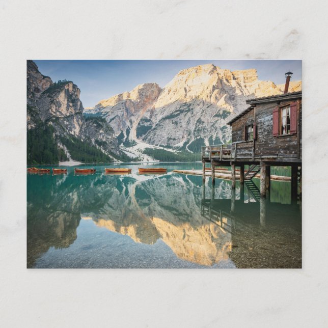 Lago di Braies i Dolomites i Italien Vykort (Framsida)