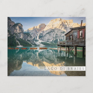 Lago di Braies i Dolomites i italien Vykort