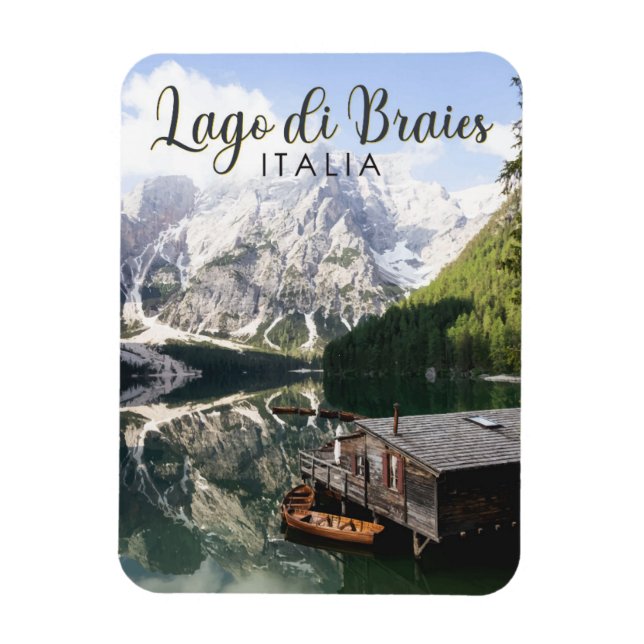 Lago di Braies Italien Travel Art Vintage Magnet (Vertikal)