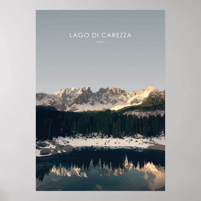 Lago Di Carezza, Italien Travel Illustration Poster (Framsidan)