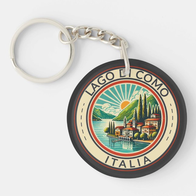 Lago di Como Italia Illustration Travel Art Badge (Framsidan)