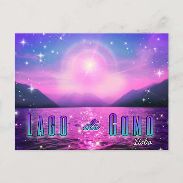 Lago di Como Italia Lake Como Italy Pink Postcard  Vykort (Framsida)