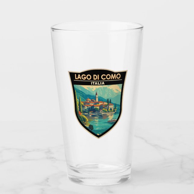Lago di Como Italia Travel Art Badge Glaskopp (Framsida)