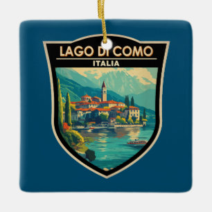 Lago di Como Italia Travel Art Badge Julgransprydnad Keramik