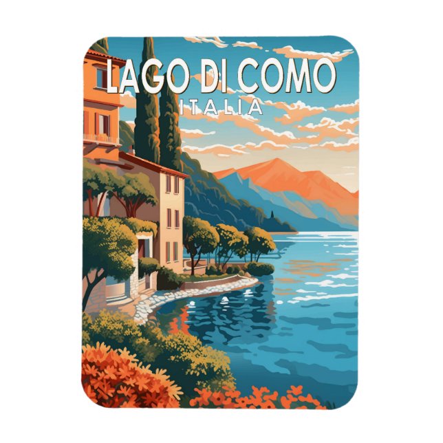 Lago di Como Italia Travel Art Vintage Magnet (Vertikal)