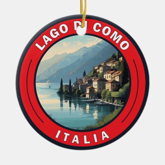 Lago di Como Italien Badge Julgransprydnad Keramik (Framsidan)