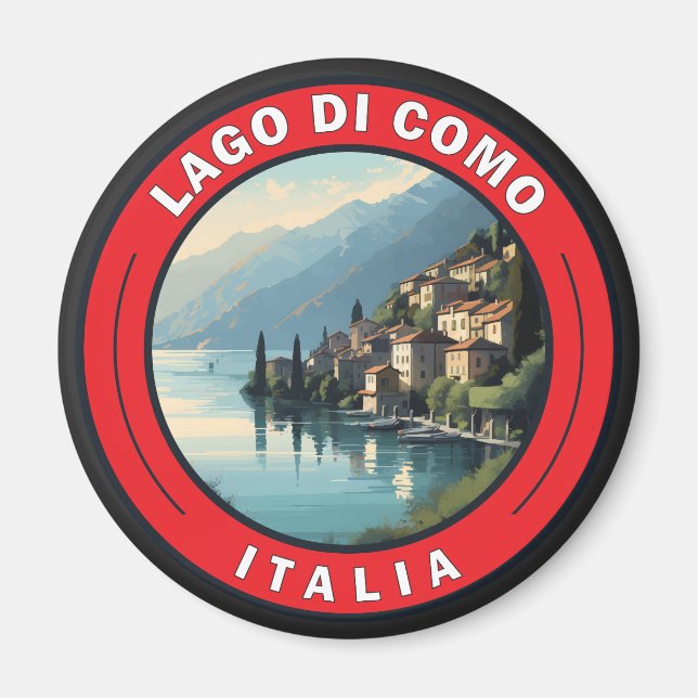 Lago di Como Italien Badge Magnet (Framsidan)