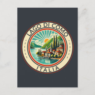 Lago di Como Italien Illustration Resa Konst Märke Vykort