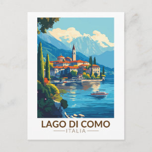 Lago di Como Italien Lombardiet Resa Konst Vintage Vykort