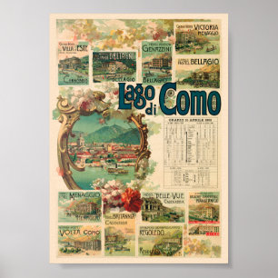 Lago di Como Italien Vintage Affisch 1893