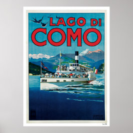 "Lago di Como" Vintage Italienska reseposter Poster