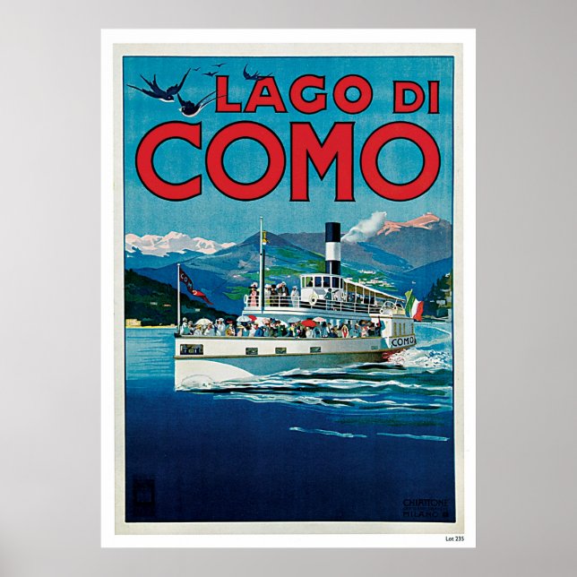 "Lago di Como" Vintage Italienska reseposter Poster (Framsidan)