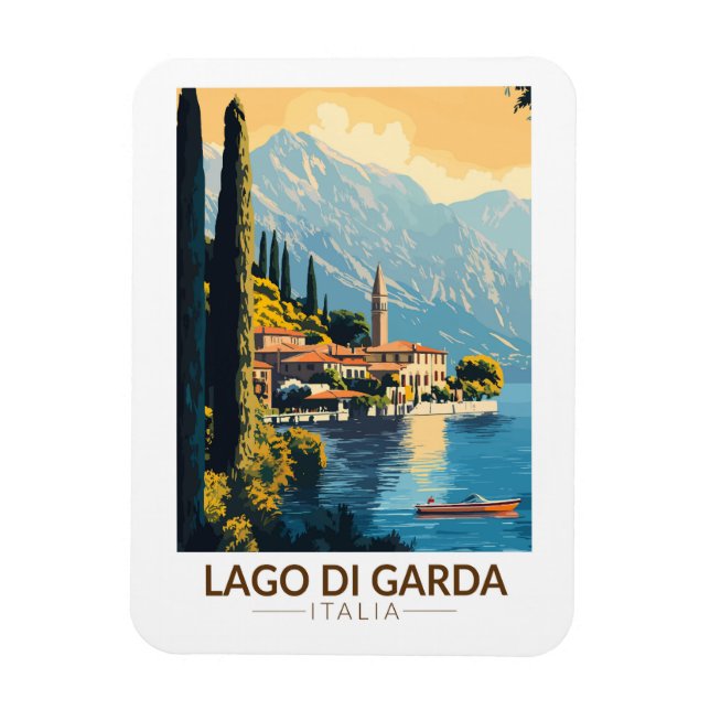 Lago di Garda Italia Travel Art Vintage Magnet (Vertikal)