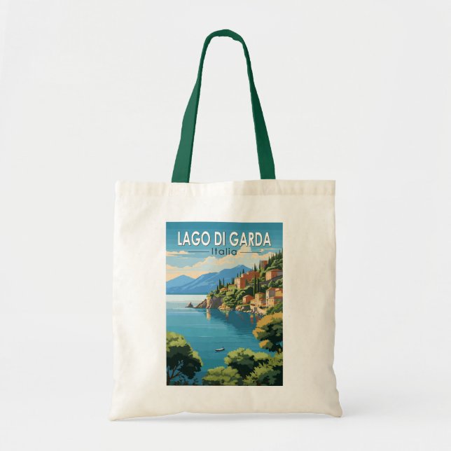 Lago di Garda Italia Travel Art Vintage Tygkasse (Framsidan)