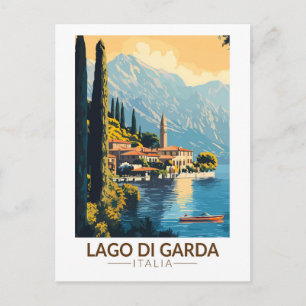 Lago di Garda Italia Travel Art Vintage Vykort