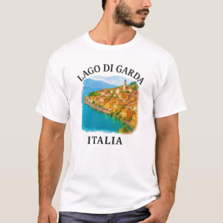 Lago di Garda Italia Watercolor Scenia View T Shirt