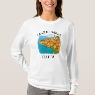 Lago di Garda Italia Watercolor Scenia View T Shirt