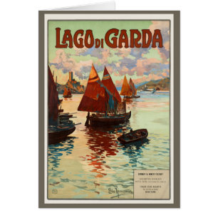 Lago di Garda, Lake Garda, Italien Resemålning frå Hälsningskort