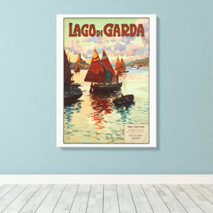 Lago di Garda, Lake Garda, Italien Vintage Resa, L Canvastryck