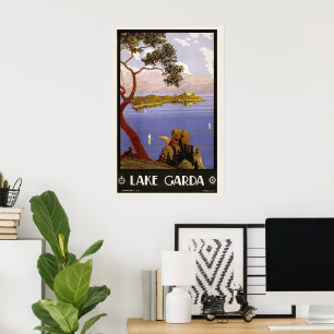 Lago di Garda, Lake Garda, Italien Vintage Resa, L Poster