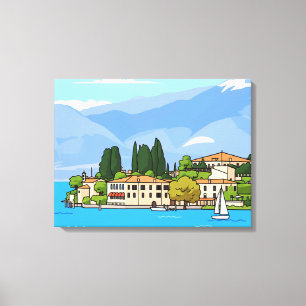 Lago di Garda San Vigilio vy kanvastryck