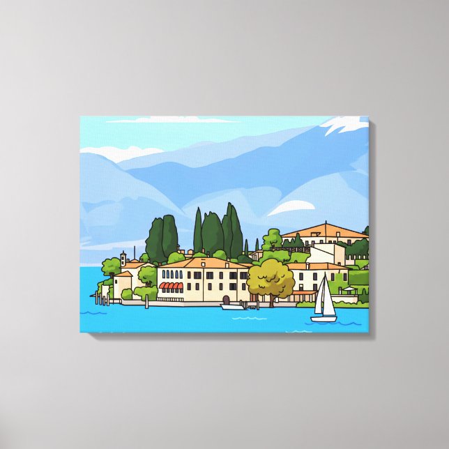 Lago di Garda San Vigilio vy kanvastryck (Framsida)