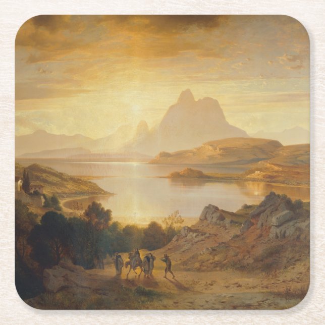 Lago di Lugano - Albert Zimmermann Underlägg Papper Kvadrat (Framsidan)