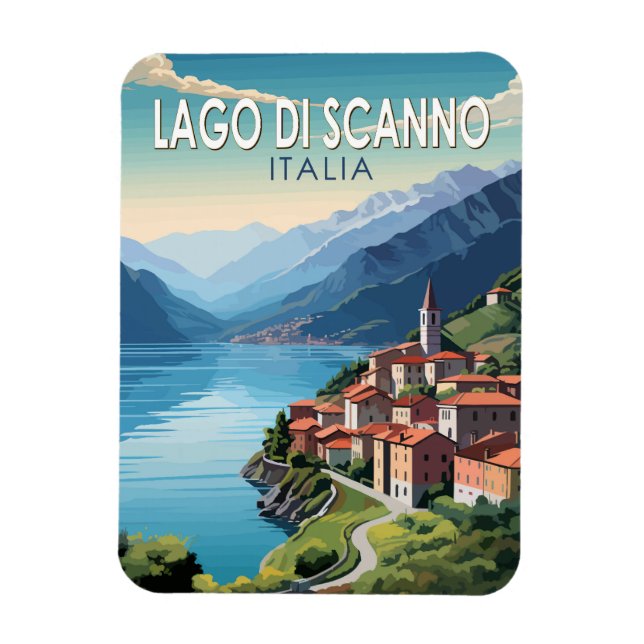 Lago di Scanno Italia Travel Art Vintage Magnet (Vertikal)