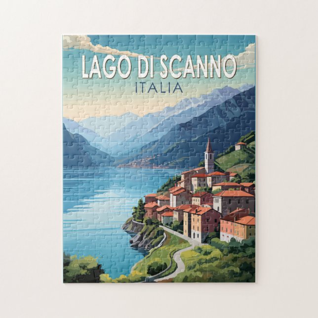 Lago di Scanno Italia Travel Art Vintage Pussel (Vertikal)
