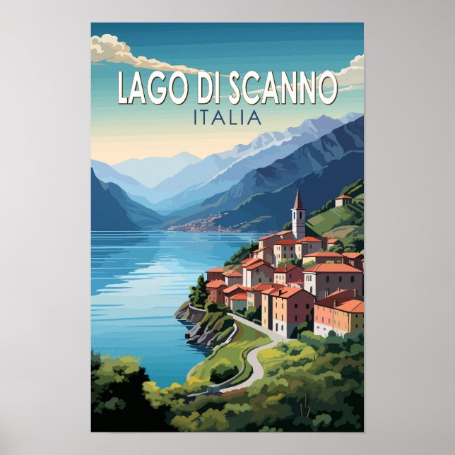 Lago di Scanno Italien Resa Konst Vintage Poster (Framsidan)