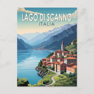 Lago di Scanno Italien Resa Konst Vintage Vykort