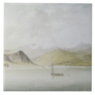 Lago Maggiore (w/c, skriva, bläck och grafiten p Kakelplatta