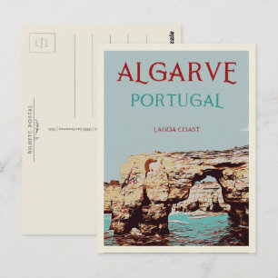 Lagoa kusten illustration Algarve Portugal Postcar Vykort