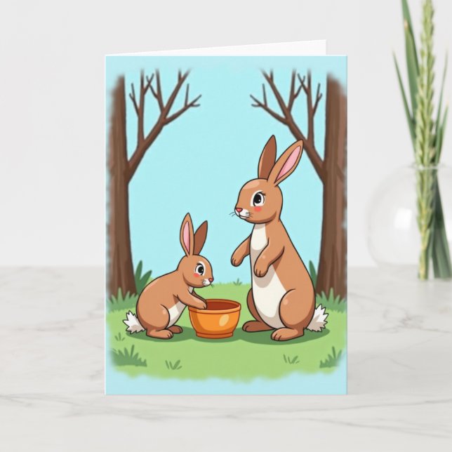 Lagomorph Family Scene Card Kort (Framsida)