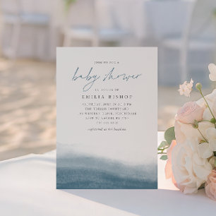 Lagoon Tides Coastal Watercolor Baby Shower Inbjudningar