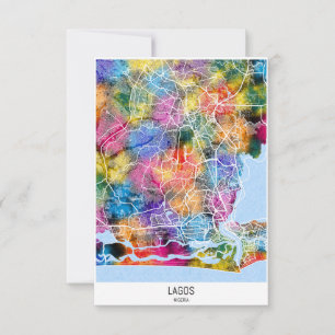 Lagos Nigeria City Karta Tack Kort