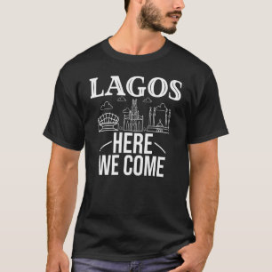 Lagos Nigeria City Resa Skyline Karta Travel T Shirt