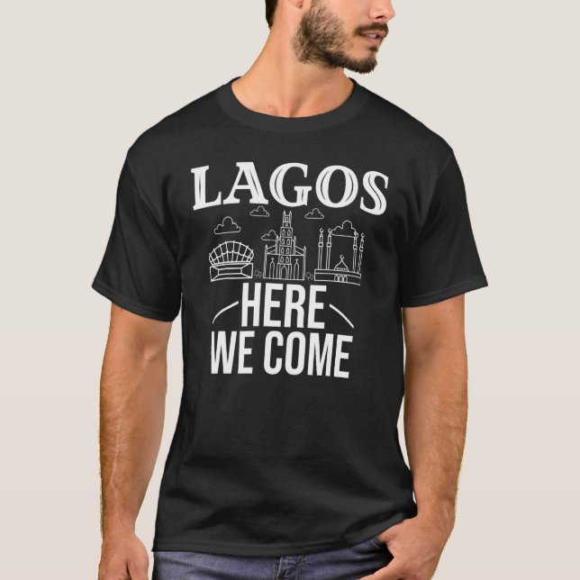 Lagos Nigeria City Trip Skyline Map Travel T Shirt (Framsida)
