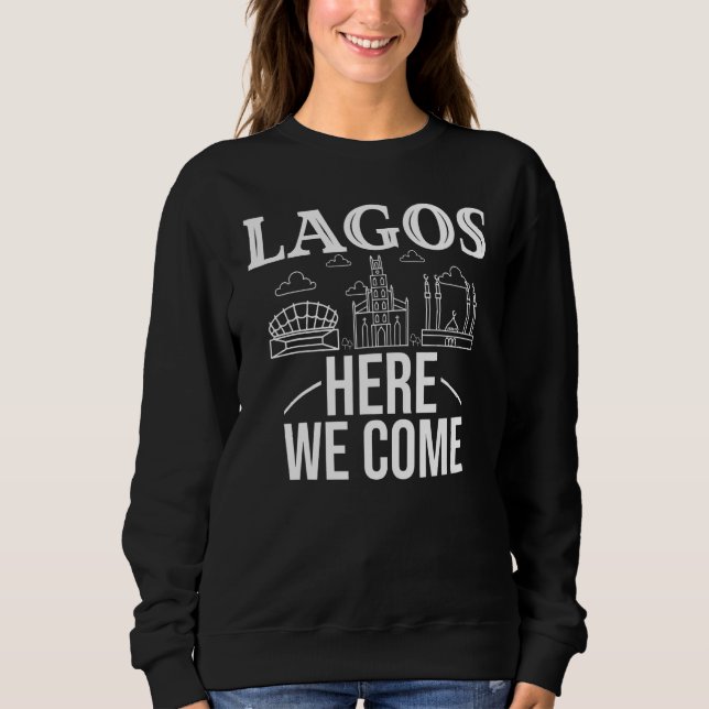 Lagos Nigeria City Trip Skyline Map Travel T Shirt (Framsida)