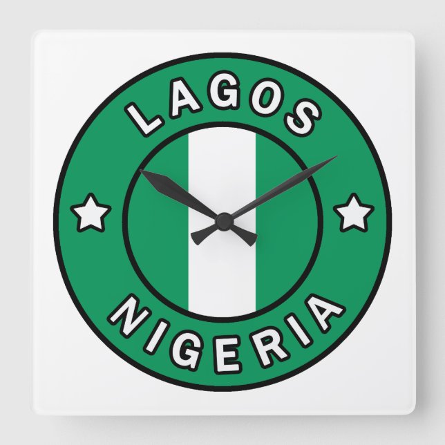 Lagos Nigeria Fyrkantig Klocka (Framsida)