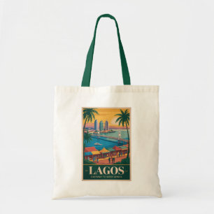 Lagos Nigeria Illustration Resa Konst Vintage Tygkasse