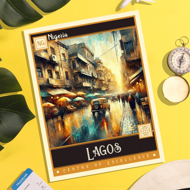 Lagos, Nigeria | Måla Vintage Vykort (Skapare uppladdad)