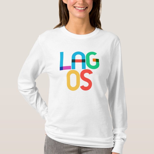 Lagos Nigeria Pop Art Brev T Shirt (Framsida)