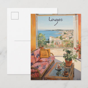 Lagos Nigeria Resa Stad Måleri Estetik Vykort